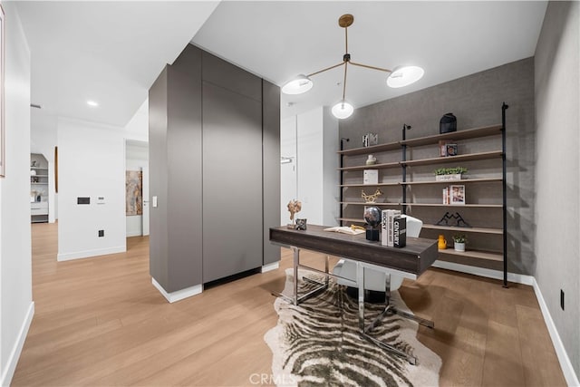 office featuring light hardwood / wood-style flooring