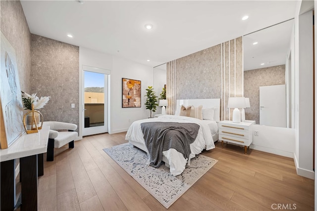 bedroom featuring light wood-type flooring