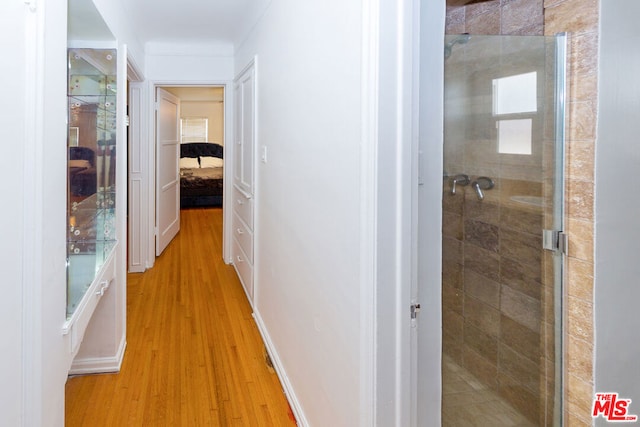 hall featuring light wood-type flooring