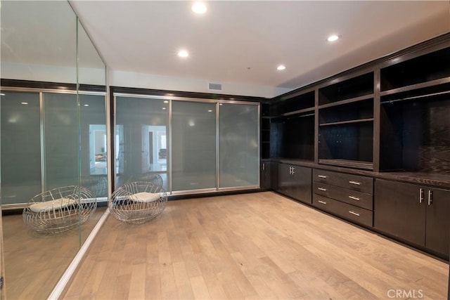 walk in closet featuring light hardwood / wood-style flooring