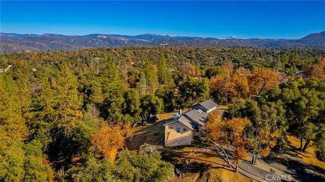 drone / aerial view featuring a mountain view