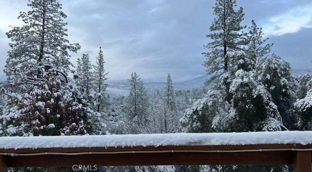 mountain view with a wooded view