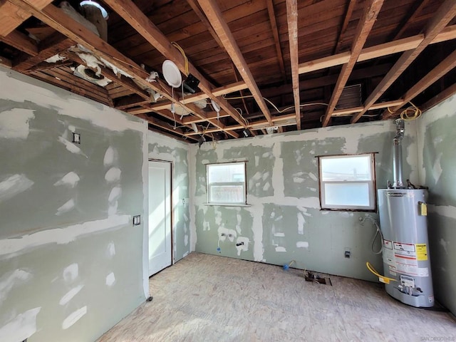 basement with water heater