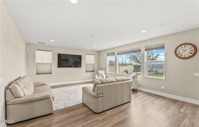 living room featuring light hardwood / wood-style floors