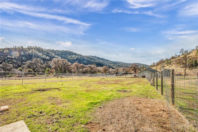 view of yard featuring a rural view and a mountain view