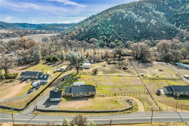 bird's eye view with a mountain view and a rural view