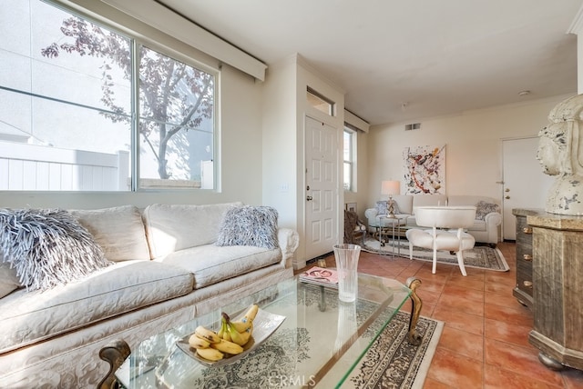 view of tiled living room