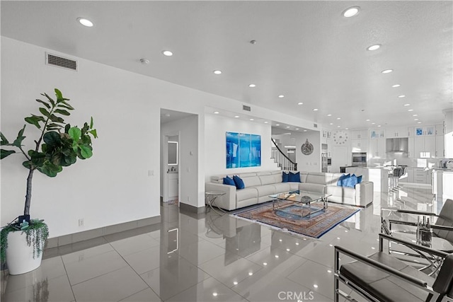 view of tiled living room