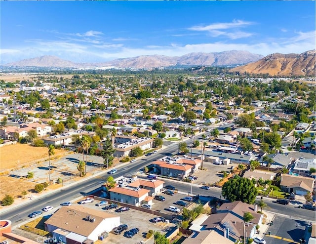 bird's eye view with a mountain view