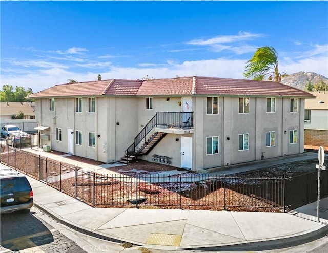 exterior space featuring a mountain view