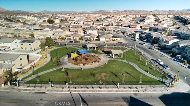 bird's eye view with a mountain view