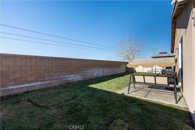 view of yard featuring a patio area