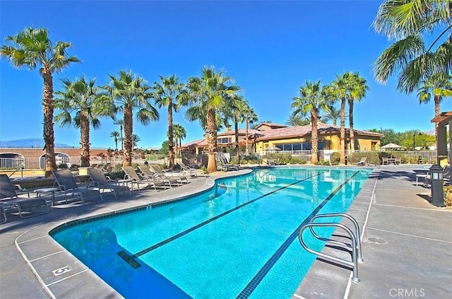 view of swimming pool featuring a patio