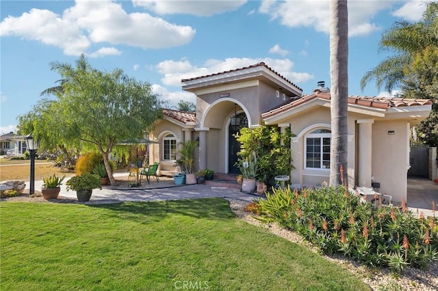 back of house featuring a patio area and a yard