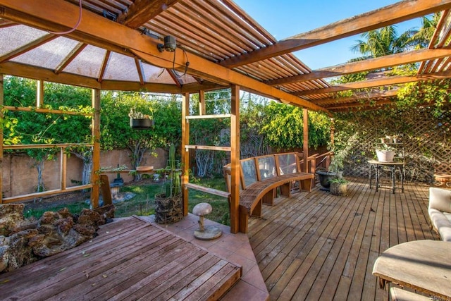 deck featuring a pergola