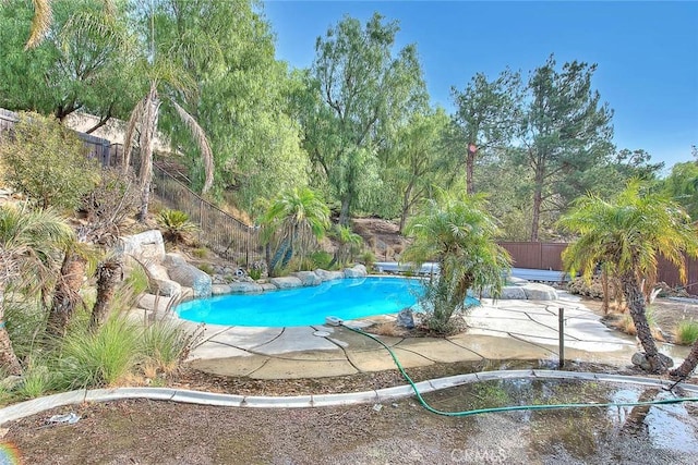 view of swimming pool with a patio