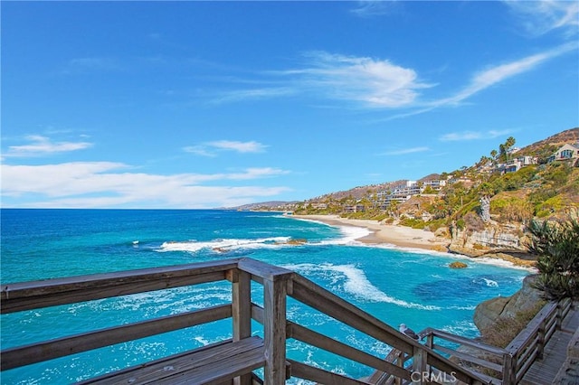 property view of water with a beach view