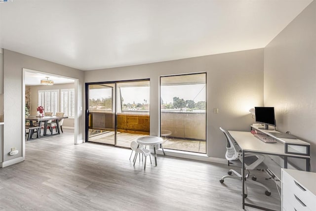 office featuring light wood-type flooring