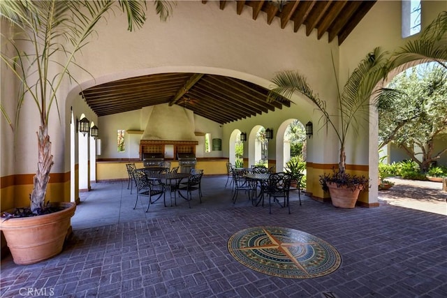 view of patio with an outdoor kitchen