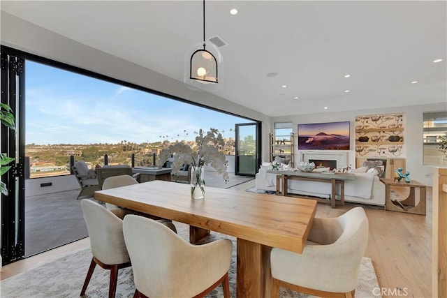 dining room with light hardwood / wood-style floors