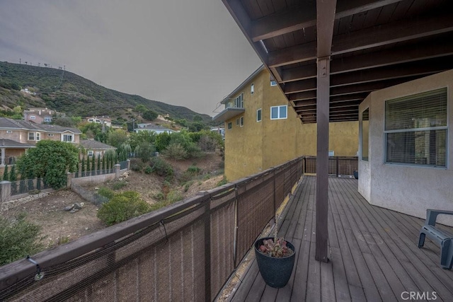 deck featuring a mountain view