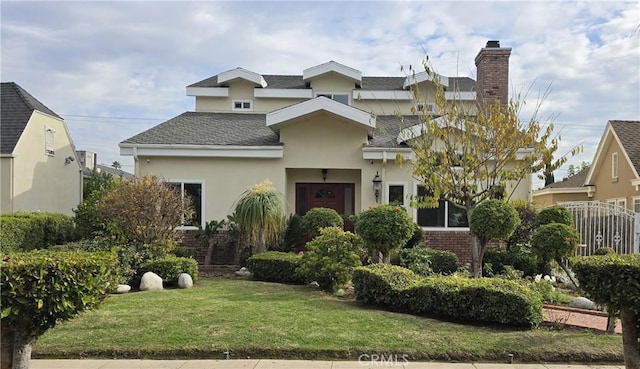 view of front of home featuring a front yard