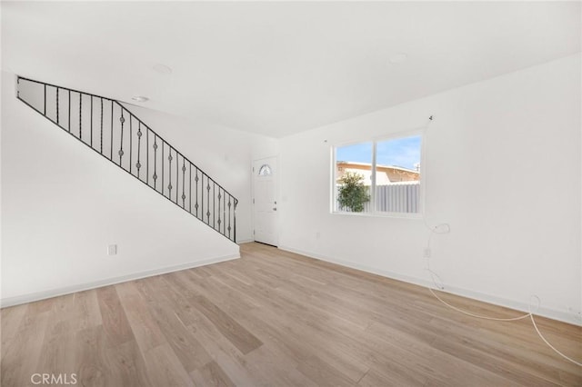 unfurnished living room featuring light hardwood / wood-style floors