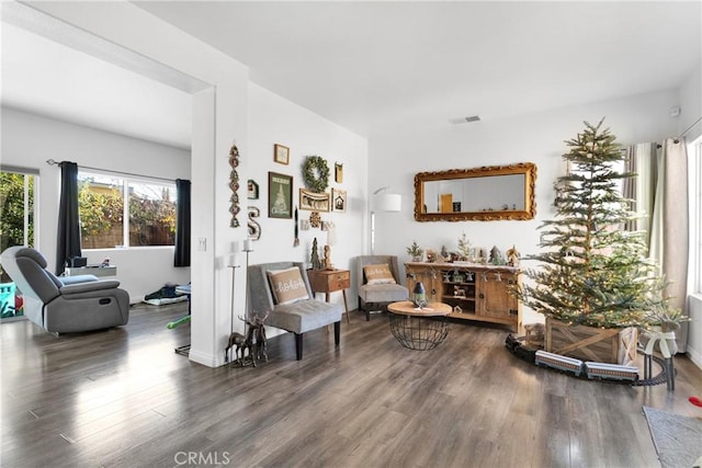 living area featuring hardwood / wood-style flooring