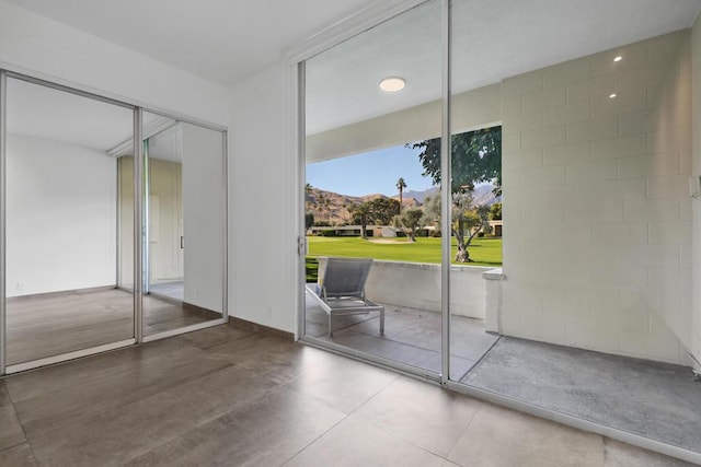 doorway featuring a mountain view