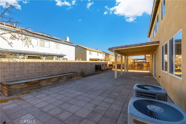 view of patio featuring central AC unit