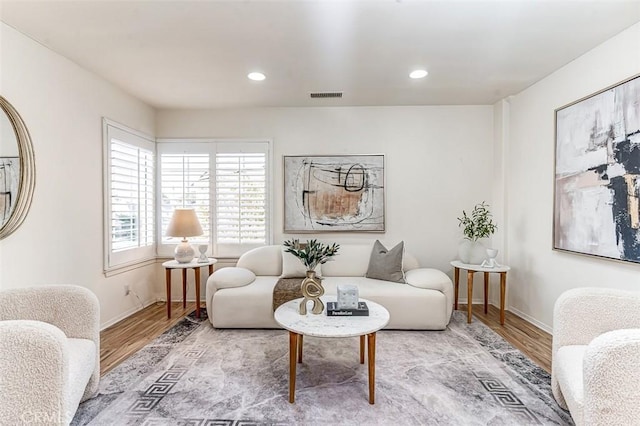 living room with hardwood / wood-style flooring