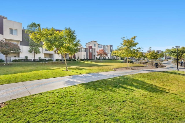 view of home's community with a yard