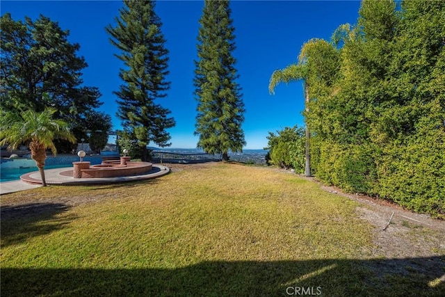 view of yard with a swimming pool