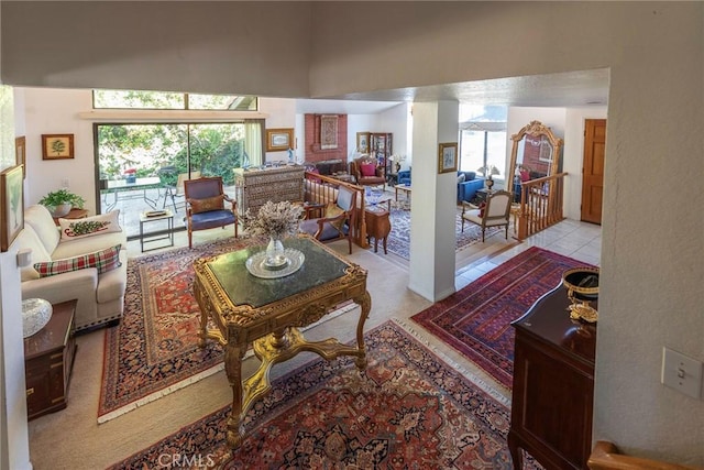 carpeted living room with plenty of natural light