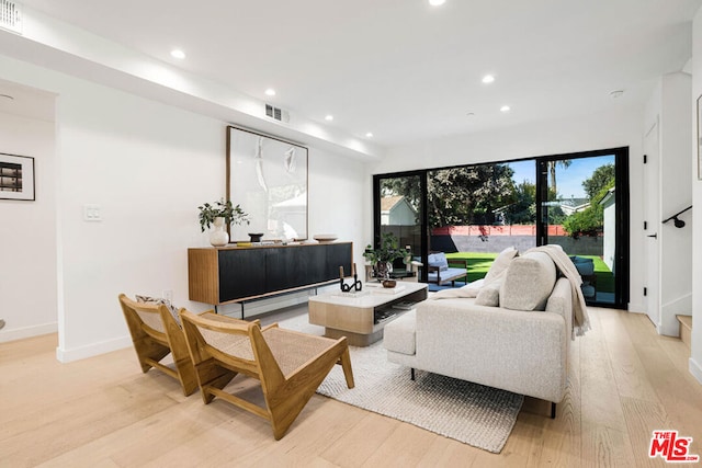 living room featuring light hardwood / wood-style flooring