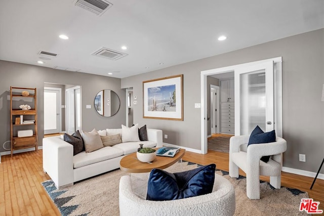 living room featuring light hardwood / wood-style flooring