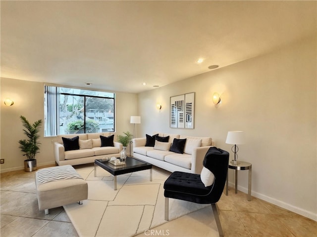 view of tiled living room