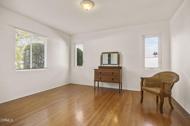 living area with wood finished floors