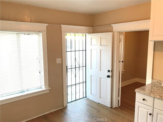 doorway featuring a healthy amount of sunlight and light wood-type flooring