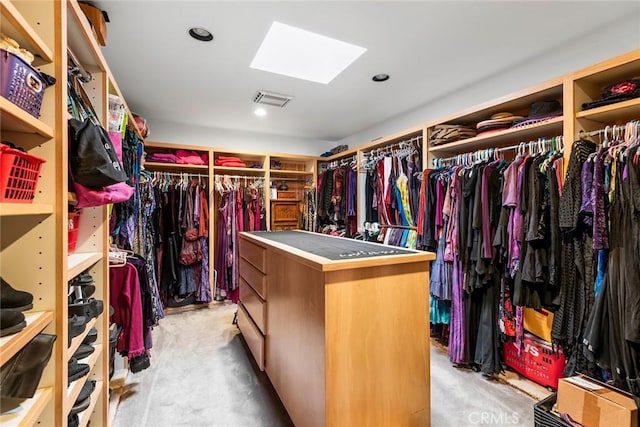 spacious closet with light colored carpet