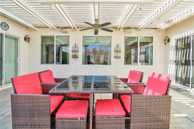 view of patio / terrace featuring a pergola and ceiling fan