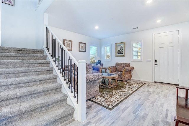 living room featuring light hardwood / wood-style flooring