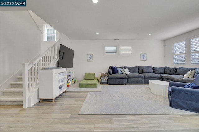 living room featuring light hardwood / wood-style floors