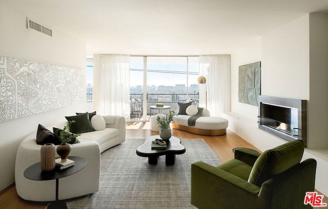 living room featuring hardwood / wood-style flooring