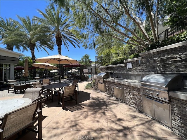 view of patio / terrace with area for grilling and exterior kitchen