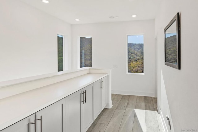 bathroom with vanity and wood-type flooring