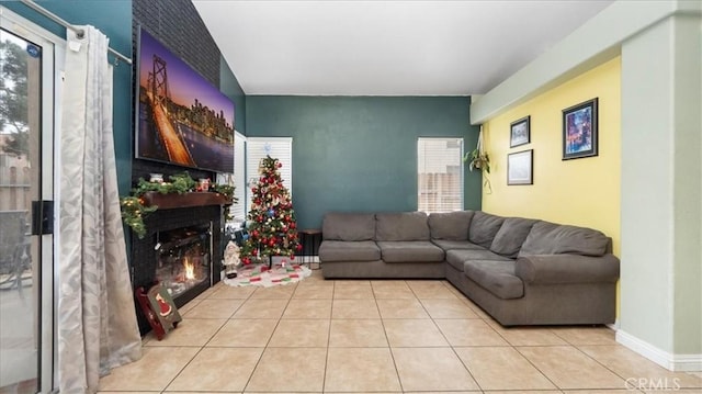 view of tiled living room