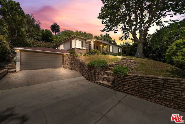 view of front of home with a garage