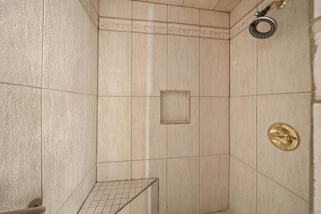 details with a tile shower