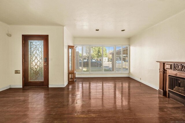 foyer with dark wood-type flooring